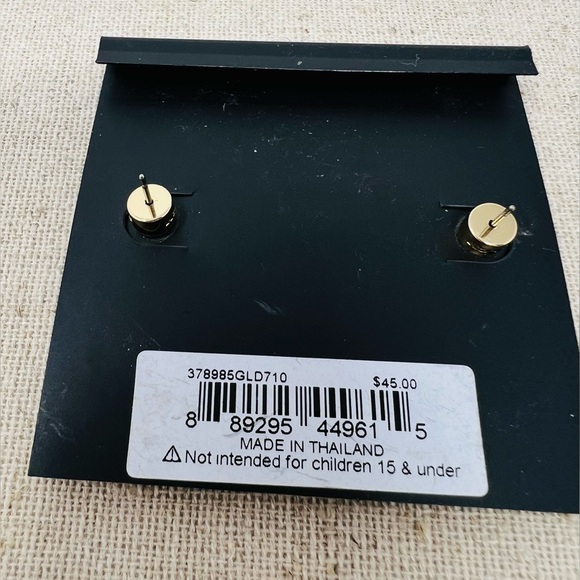 Coach Signature C Logo Gold Tone Stud Earrings Model# 378985GLD710 NEW - Picture 3 of 5